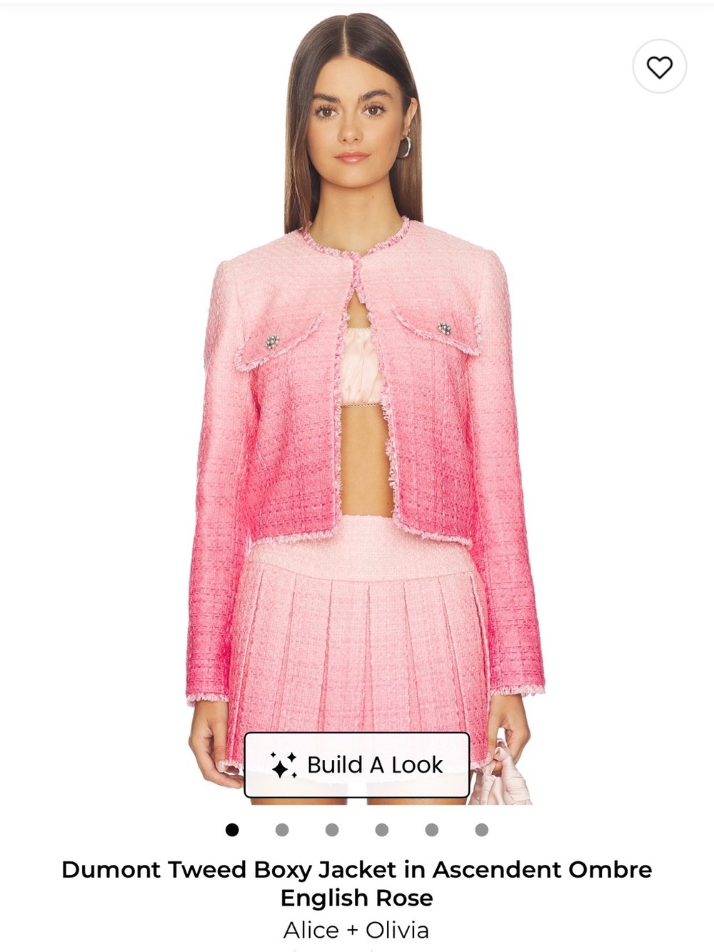 Alice + Olivia Pink Ombre Tweed Boxy Jacket